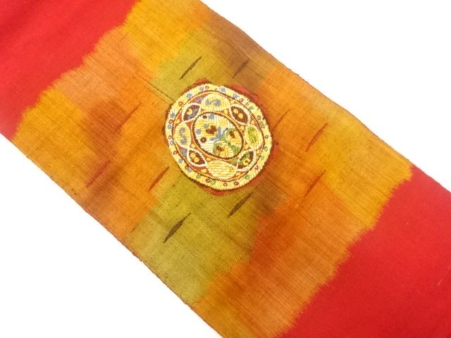 JAPANESE NAGOYA OBI / TSUMUGI / WOVEN FLOWER CREST